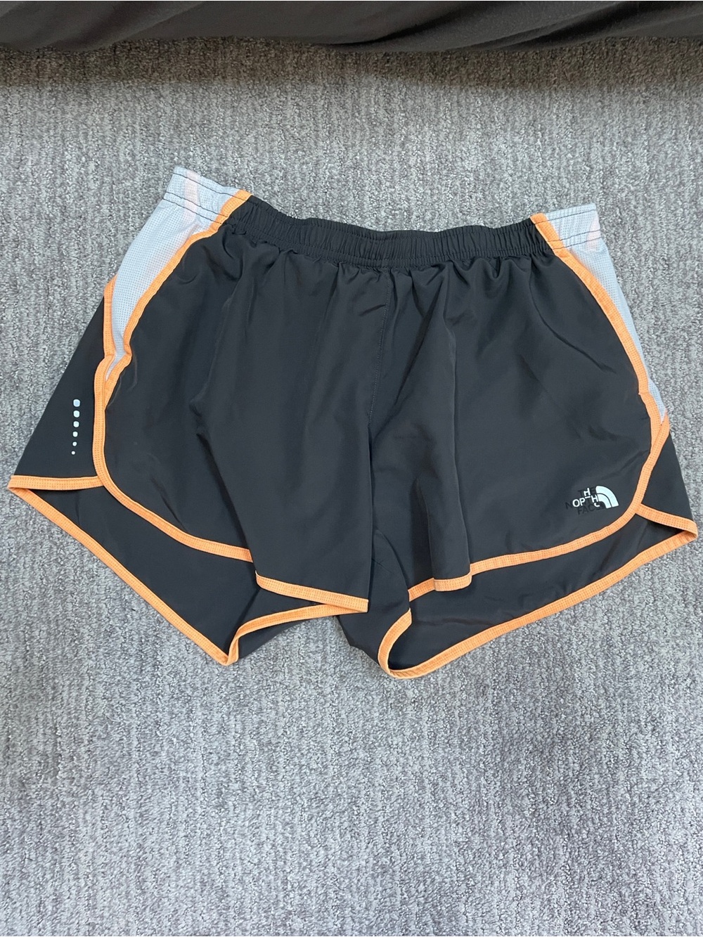 The North Face Women's Black/gray Active Running Shorts with Orange/peach Trim